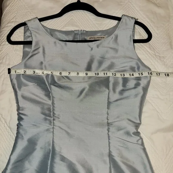 Ice Blue Silk Sheath Dress - Picture 6 of 8